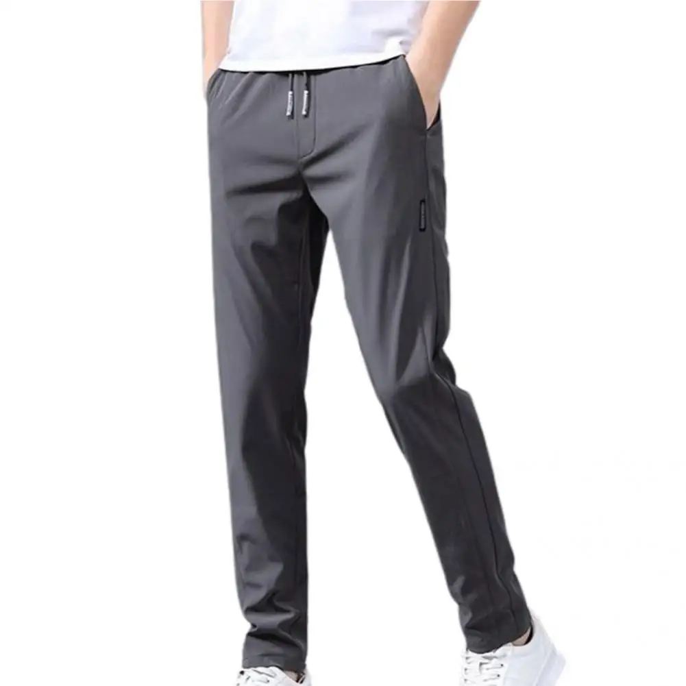 

Men Summer Pants Full Length Casual Men Pants Elastic Waist Fashion Men Drawstring Spring Summer Pants Breathable