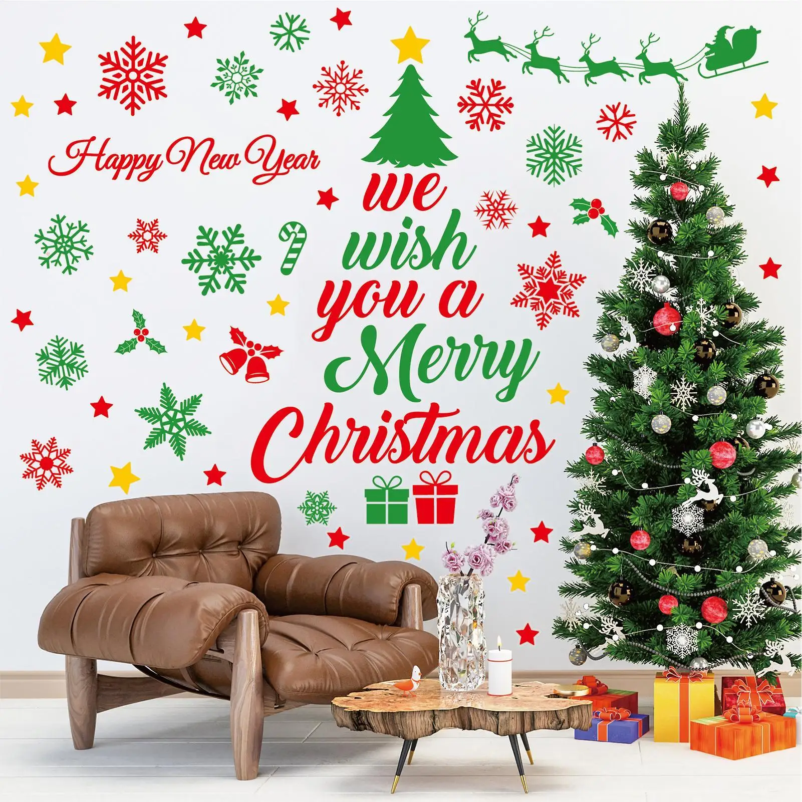 Christmas Wall Stickers 3 Pieces Removable Holiday Wall Stickers Christmas Decorations For Bedroom Living Room Bathroom