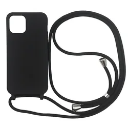 Versatile Crossbody Necklace Strap with Soft Silicone Case Cover - iPhone Air (Black)