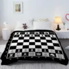 Chess Board Flannel Fleece Throw Blanket Grid Checkered Pattern Warm Lightweight Bed Couch Blanket Black and White 1