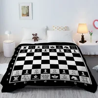 Chess Board Flannel Fleece Throw Blanket Grid Checkered Pattern Warm Lightweight Bed Couch Blanket Black and White 1