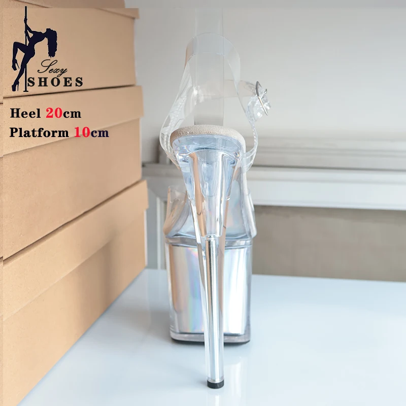 New 20cm/8inchs Women's Sandals with Heels Nightclub Dancing Stilettos Crystal Platform Pole Dancing T-show Model Stripper Shoes