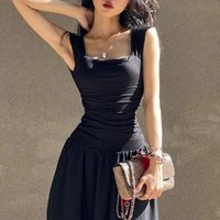 WhereMery Elegant Slip Long Dresses Sexy Women Ruched Bodycon Solid Maxi Dress Spring Y2K Summer Temperament High-waist Vestidos 5