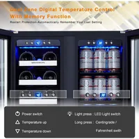 Phiestina Wine Beverage Refrigerator,24’’ Wine Cooler- 20 Bottles&78 Cans,Built-in/Freestanding Dual Zone Wine Fridge Glass Door 2
