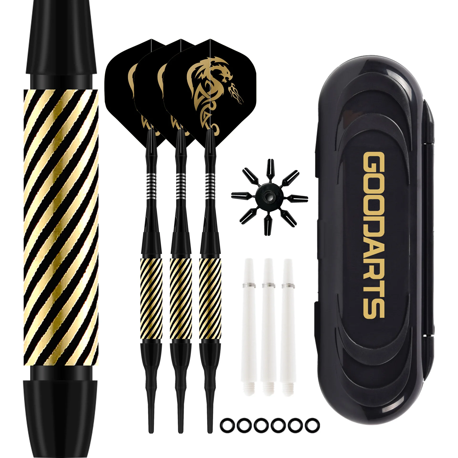 

High Quality 17g Safety Dart Single Spiral Design Aluminum Alloy Dart Rod with Gold Dragon Dart Wings