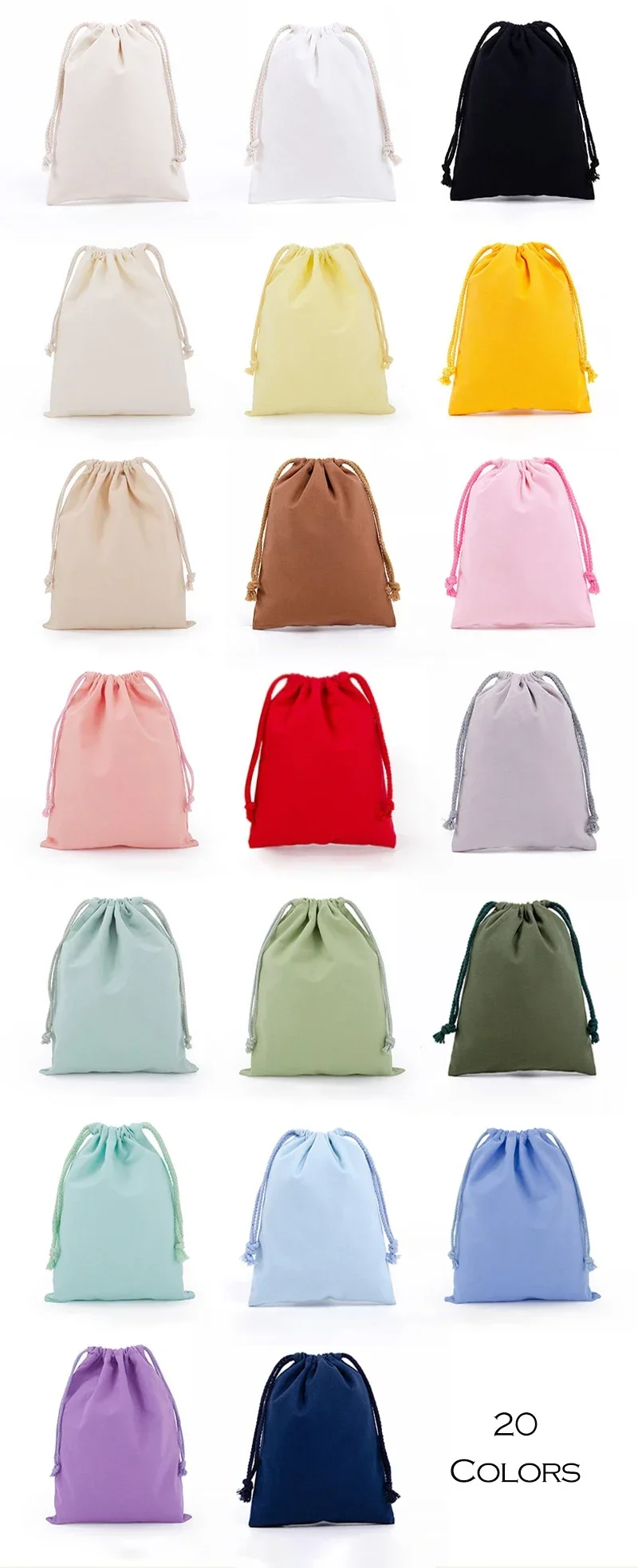 Baumwoll-Kordel zug Aufbewahrung tasche weiße Segeltuch taschen für Süßigkeiten Geschenk verpackung Beutel wieder verwendbare Kleinigkeiten organisieren staub dichte Säcke – Detail 13