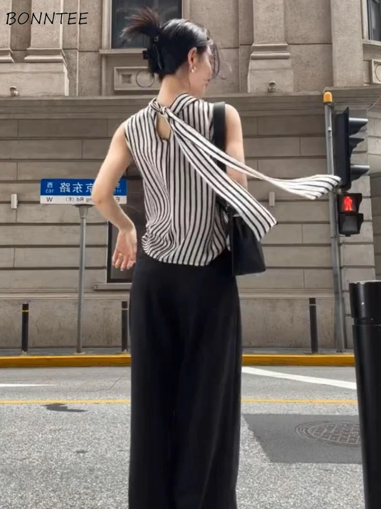 

Блузка Женская Полосатая на шнуровке, универсальная Повседневная Элегантная Дамская рубашка для отдыха, Весенняя Очаровательная простая Удобная