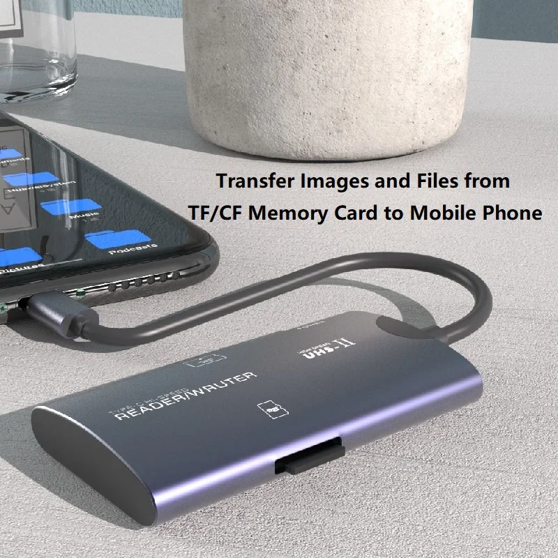 TF CF 메모리 카드 리더 2 in 1 USB 타입-C to CF 마이크로 SD 카드 어댑터 컴팩트 플래시 아이폰 17 16 15 삼성 리얼미 등용
