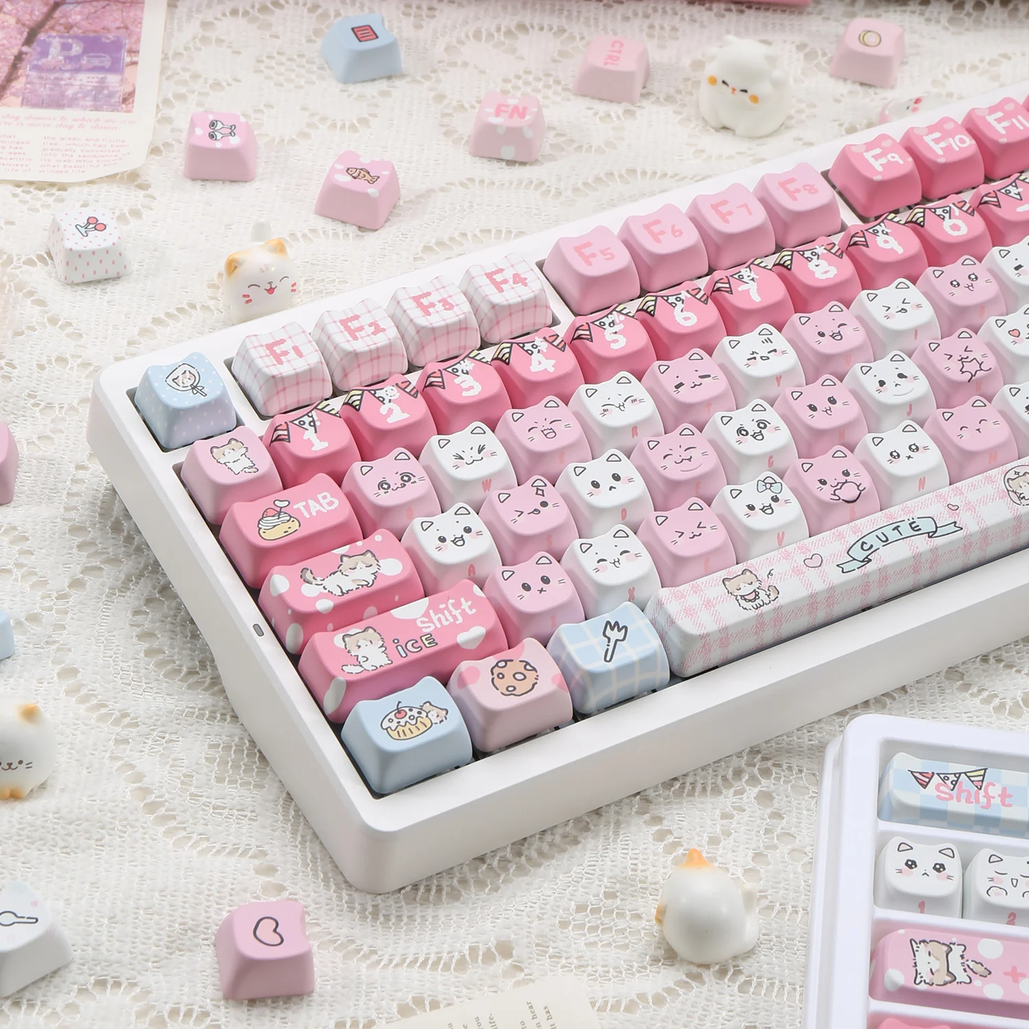 Ragdoll Cat Keycaps 체리 MX 61 68 104 기계식 키보드 키티 고양이 141/120/119 키 캡용 귀여운 MAO 프로필