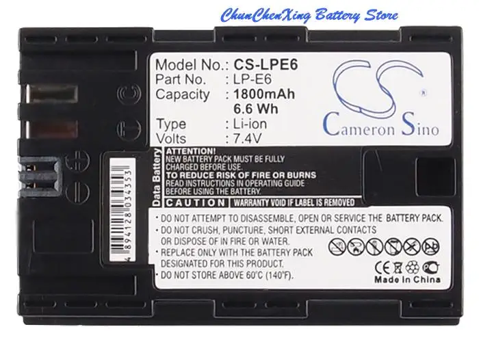 Batteria 1800Mah/2000Mah Lp-E6 Lp-E6N Per Canon Eos 5D Mark Ii, Eos 7D, Eos 60D, Eos 60Da, Eos 6D, Eos 7D Mark Ii