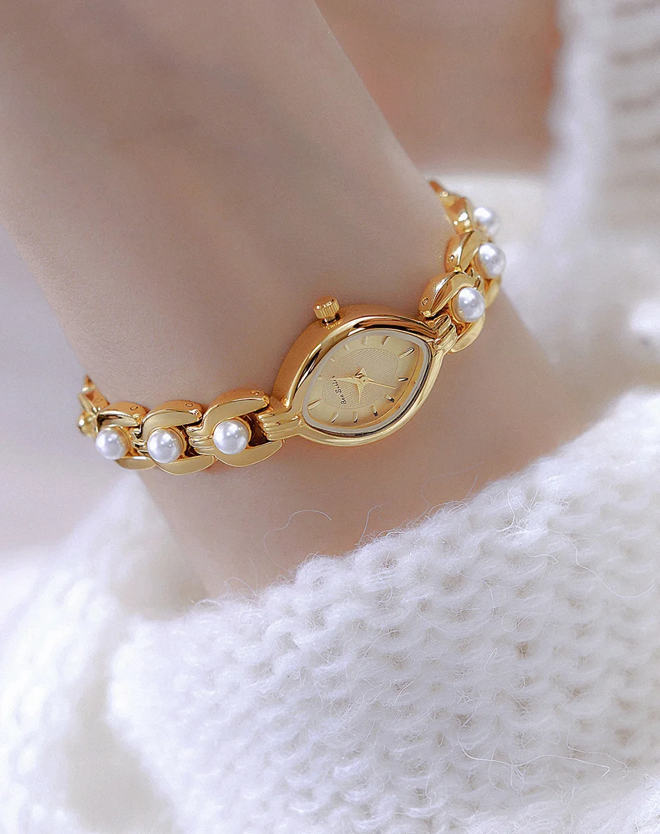 Elegante Luxusuhren für Damen, modisches Armband, ovale Quarz-Damen-Kleideruhr, 2025, neue weibliche Golduhr, Geschenke – Detail 10
