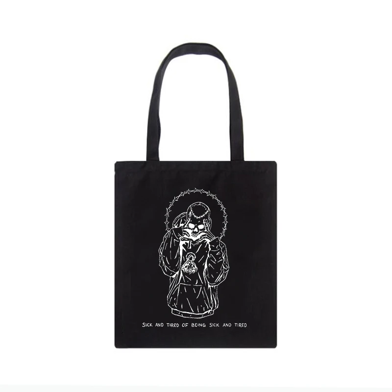 Gothic spider print women shoulder bags Vintage canvas bag large capacity women bag emo dark snake shopper bag casual y2k Tote