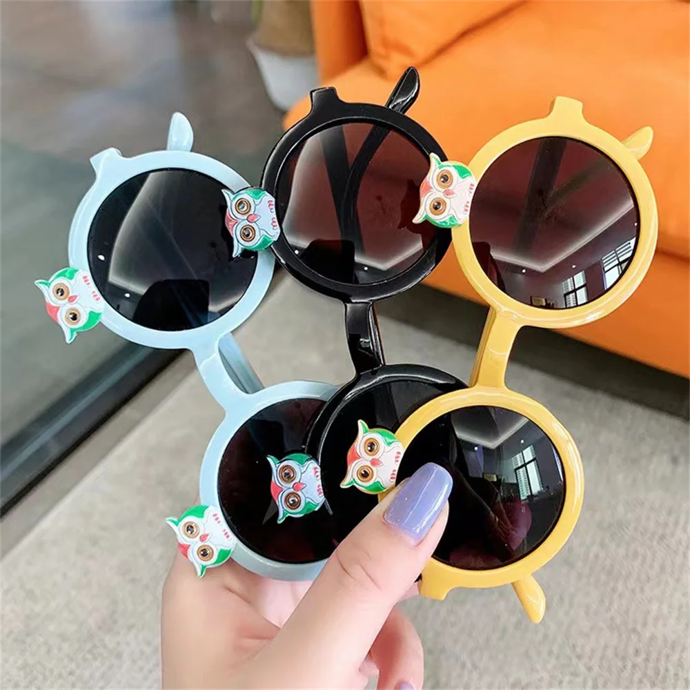 

2023 Owl Shape Round Children's Boy Girl Sunglasses Shades Bright Lenses UV400 Protection 0-8Years Kids Party Accessory