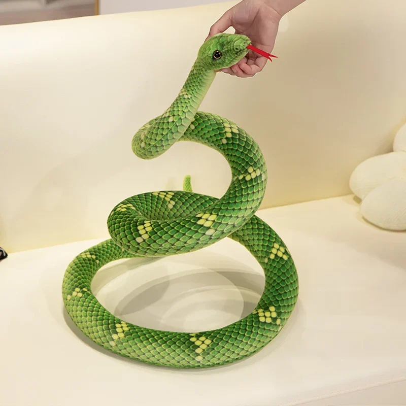 Kawaii Snake Plush Toys Pit Viper Realistic Stuffed Cobra Animal Soft Cotton Cuddly Doll Python Birthday Gifts for Boys 70-280cm