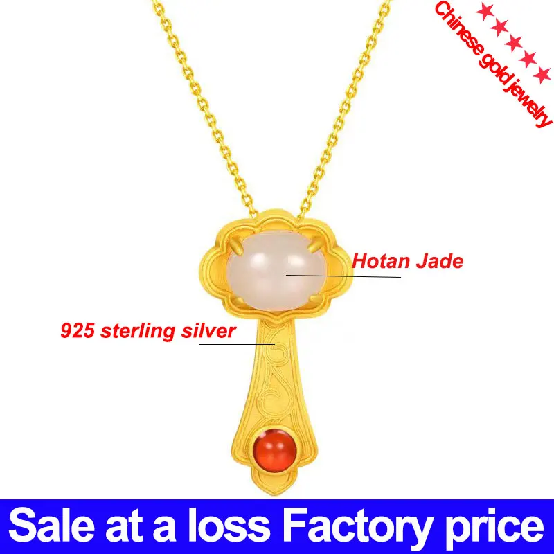 

S925 silver inlaid Hotan Jade pendant