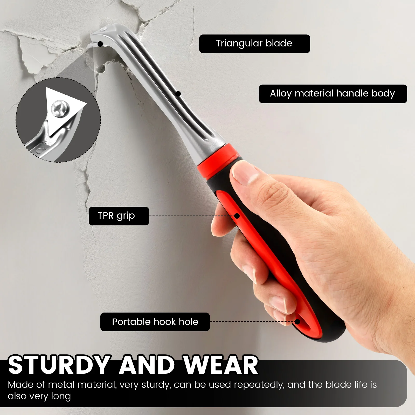 Paint Scraper Tool Ergonomic Paint Scraper Heavy Duty Carbide Tools Multi-purpose for Painting Woodworking Adhesives Removing - 3