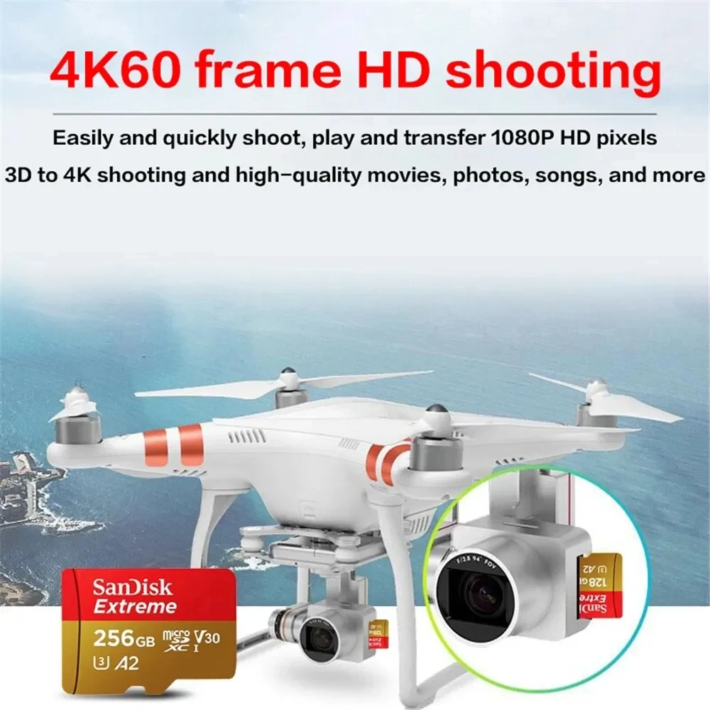 SanDisk Extreme 마이크로 SD 카드, 카메라 고프로 DJI 닌텐도용, 오리지널 UHS-I 카드, 4K 플래시, 마이크로 SDXC A1 A2 U3