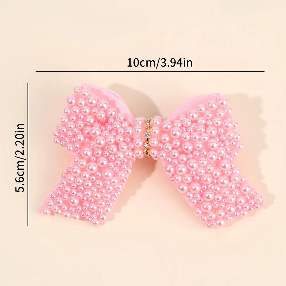 2Pcs Pearl Bow Hair Clips Sweet Elegant Rhinestone Bownot Hairpin For Girls Children Women Boutique Headdress Hair Accessories