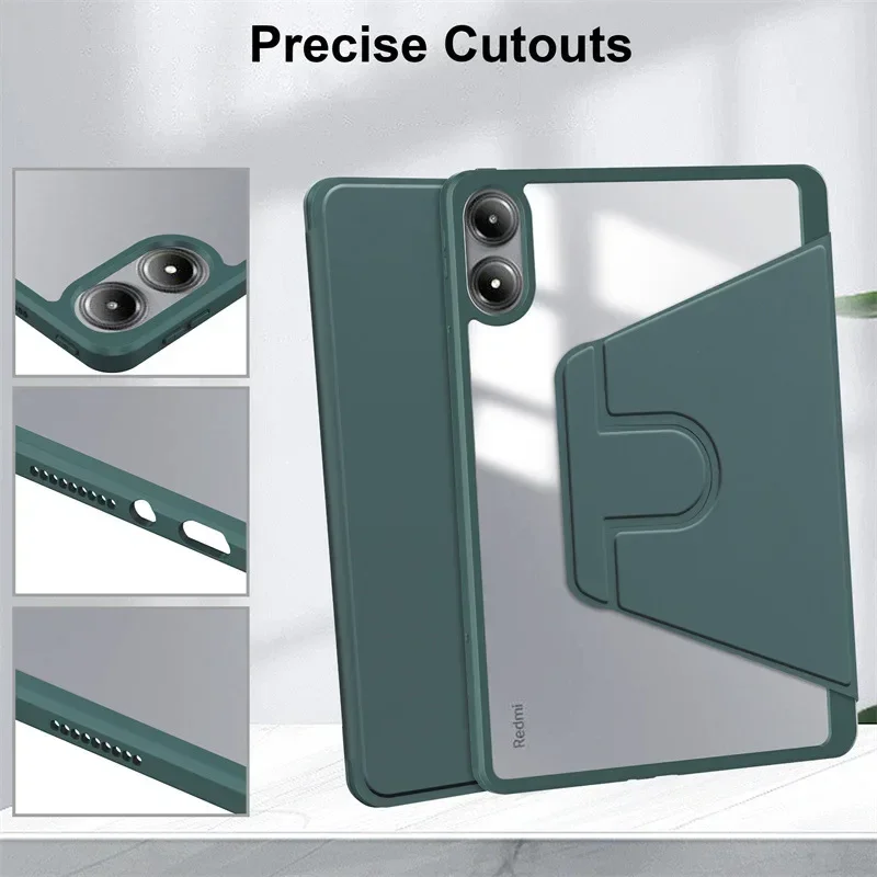 360 Rotation Cover For Redmi Pad Pro Case 12.1 inch with Pencil Holder Cover For Redmi Pad Pro Poco Pad 12 1 2024 Tablet Case