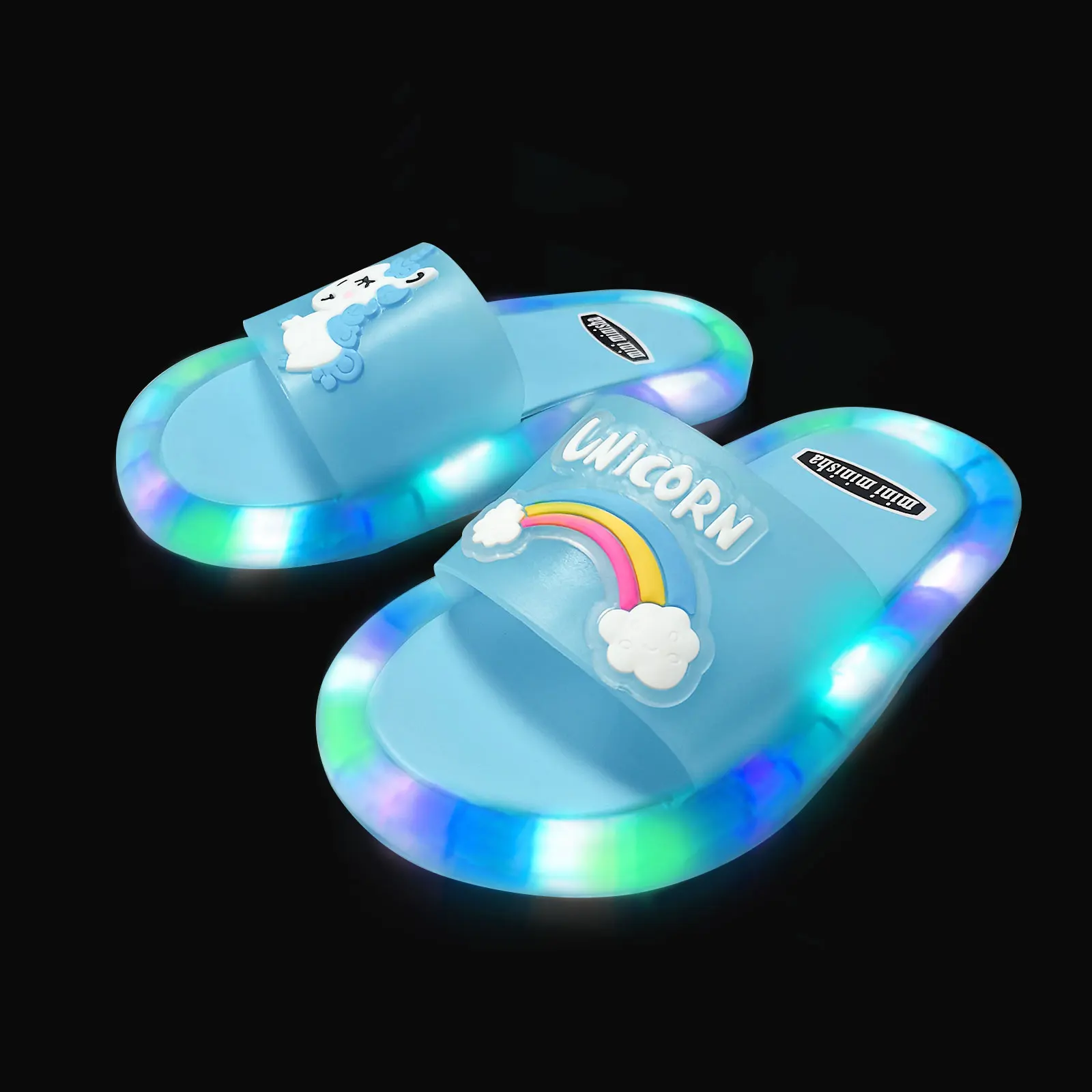 2022 Kids Slippers Cartoon Children Unicorn LED Slippers Baby Bathroom Sandals Kids Shoes for Girl Boys Light Up Shoes Toddler bata children's sandals