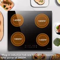 NOXTON Plaque Induction 4 Feux Encastrable, Plaque Electrique avec VDE Fiche, Table de Cuisson Induction avec Commande Tactile, Sécurité Enfant, Minuterie, Plaque de Cuisson Electrique 3500W 5
