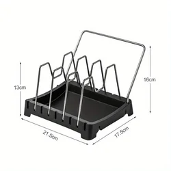Expandable Stainless Steel Kitchen Organizer Rack for Cookware and Cutting Boards (Black)