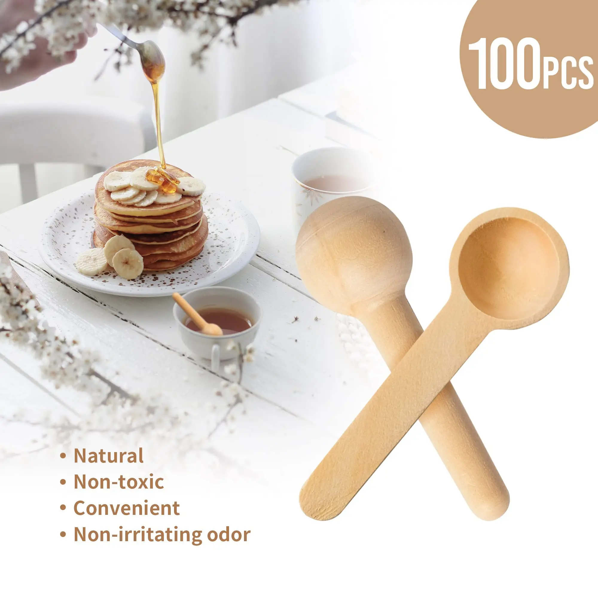 Dropship 4Pcs Mini Wooden Spoons; Small Spice Condiment Spoon