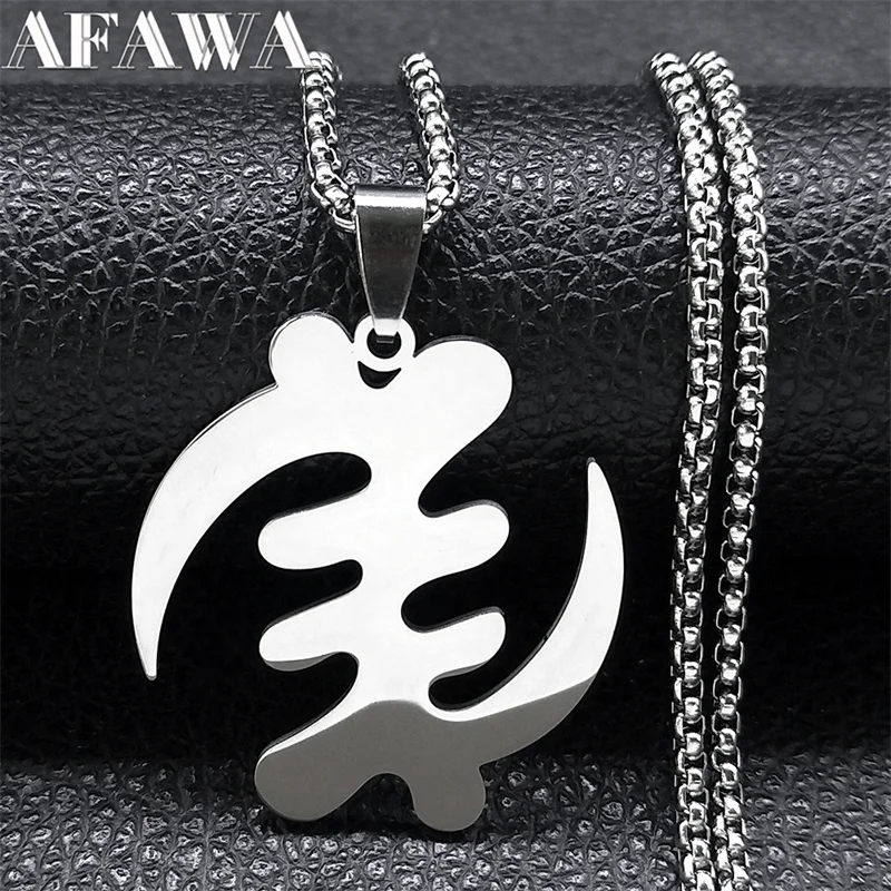 Ethnic Adinkra Gye Nyame Chain Necklaces for Women Men Stainless Steel Silver Color Ghana African Necklace Jewelry N8088S02