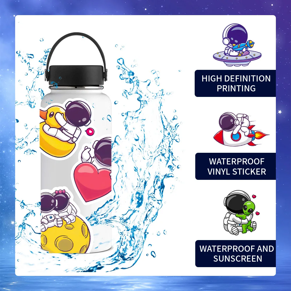 50 stücke Cartoon Astronaut Aufkleber Laptop Telefon Fall Sammelalbum stationäre Gitarre Kühlschrank niedlichen Vinyl Aufkleber für Kinder Geschenk Spielzeug – Detail 6