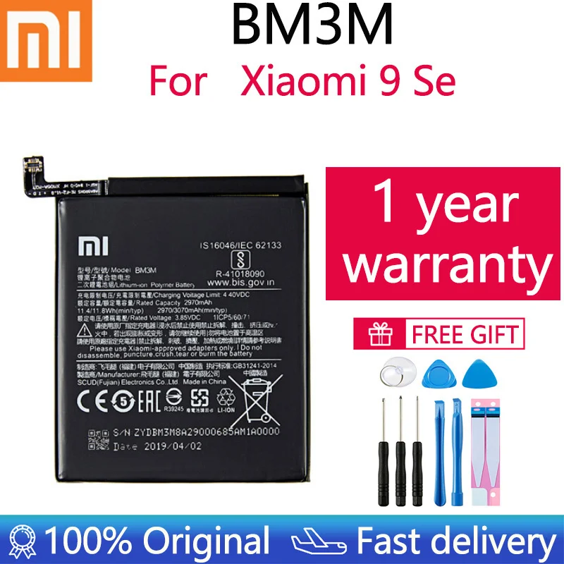 

2021 Original Xiao Mi Replacement Battery BM3M For Xiaomi Mi9 SE Mi 9SE 3070mAh High Capacity Phone Batteries Free Tools