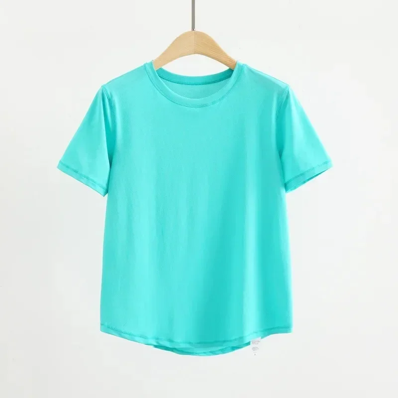 Lemon Class Fit Crew Neck T-Shirt Hip Length Short Sleeve Sweat-wicking Yoga Shirts Breathable Running Soild Tops Quick-drying