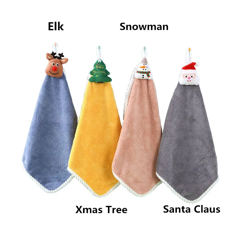 Microfiber towel cotton towel hand towel microfiber hand towel bamboo hand towel Kids Christmas Style Hand Towel Cartoon Elk Snowman Santa Claus Xmas Tree Velvet Towel Bathroom Hanging Adsorption Cloth