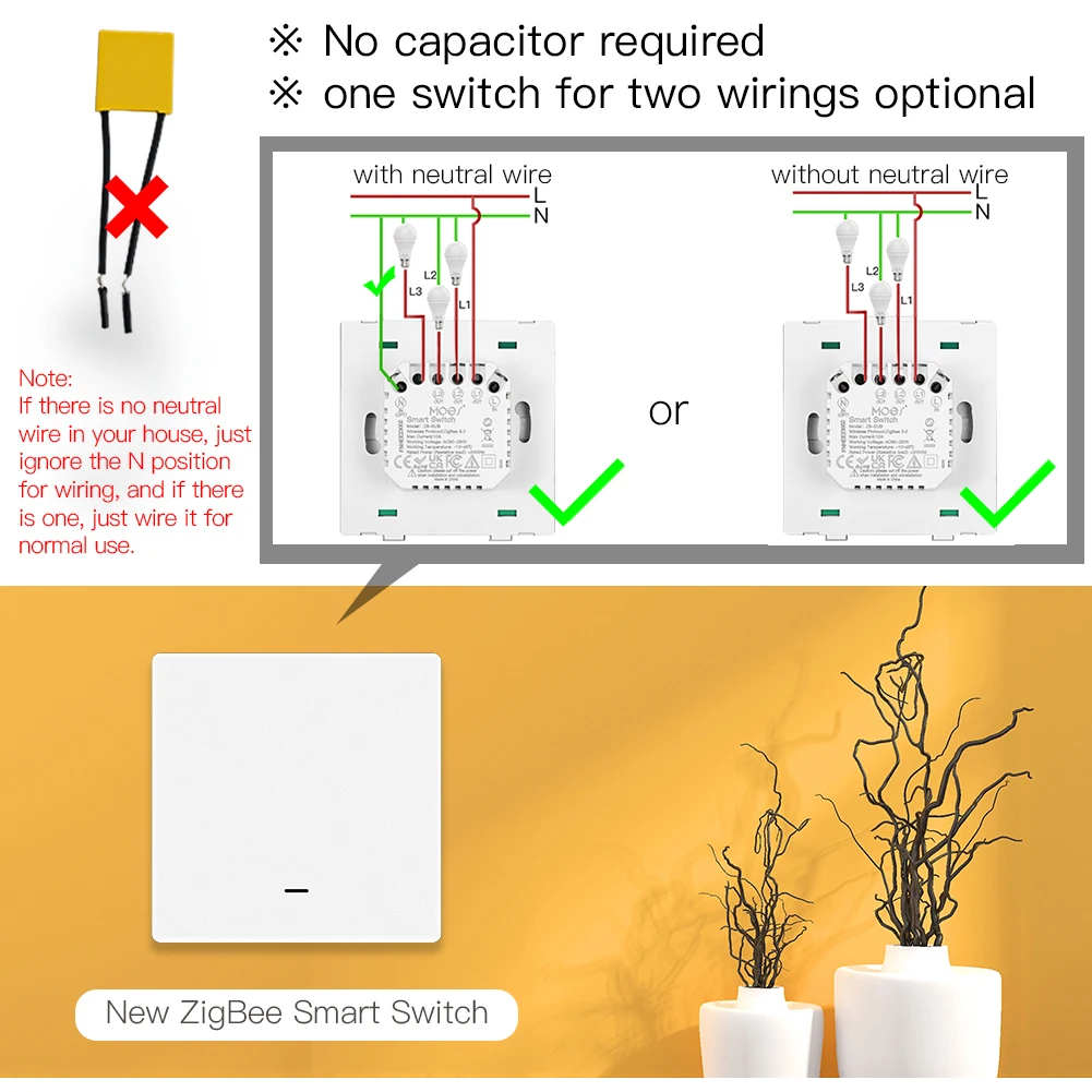 Smart Light Switch No Neutral Required No Capacitor Smart Life Sbb33cc0802e340249d4a50b46941775eY
