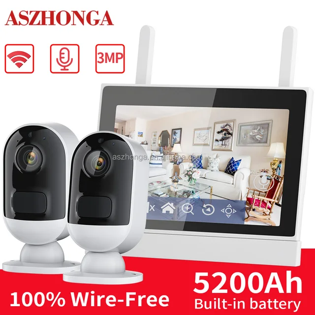 2/4CH Mini Smart Wireless Ip Network Security Home Surveillance CCTV Battery Camera System 3MP WiFi 7 Inch LCD Monitor Nvr Kit - Image 2