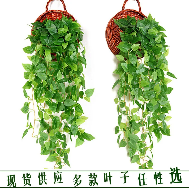 Plantas colgantes artificiales para decoración del hogar, hojas verdes de plástico falsas de ratán, helecho de vides, Epipremnum, Aureum, ratán para interiores Wa