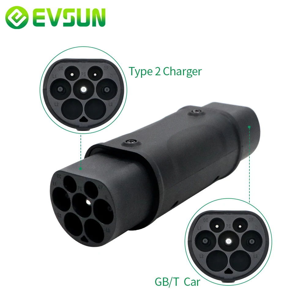 Evsun Evse Ev Adaptor 1 Phase 32a Iec621962 Type 2 To Gbt Plug Ev