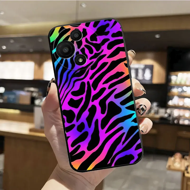 Fashion Print Black Silicone Phone Case - Soft Protective Cover