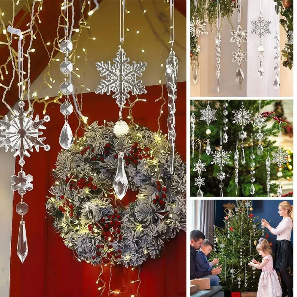 Tira de hielo y nieve acrílica para decoración navideña, herramienta de colgantes para árbol de Navidad, novedad