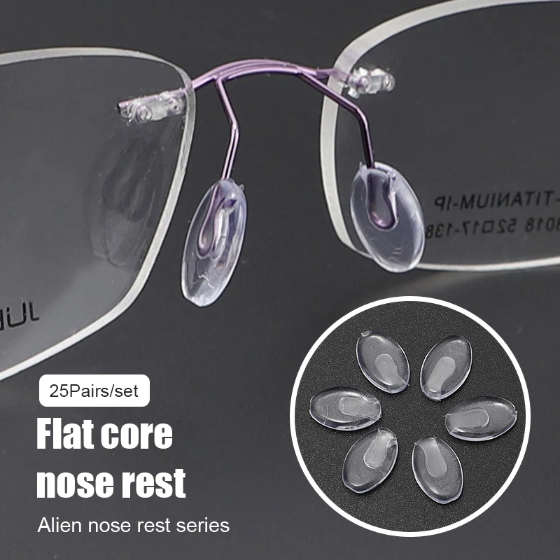 50PCS = 25 Paare/satz Plug-in Brillen Nase Pads Transparent PVC Anti Slip Nosepads Flache Oval Brillen Halterung brillen Zubehör – Detail 1