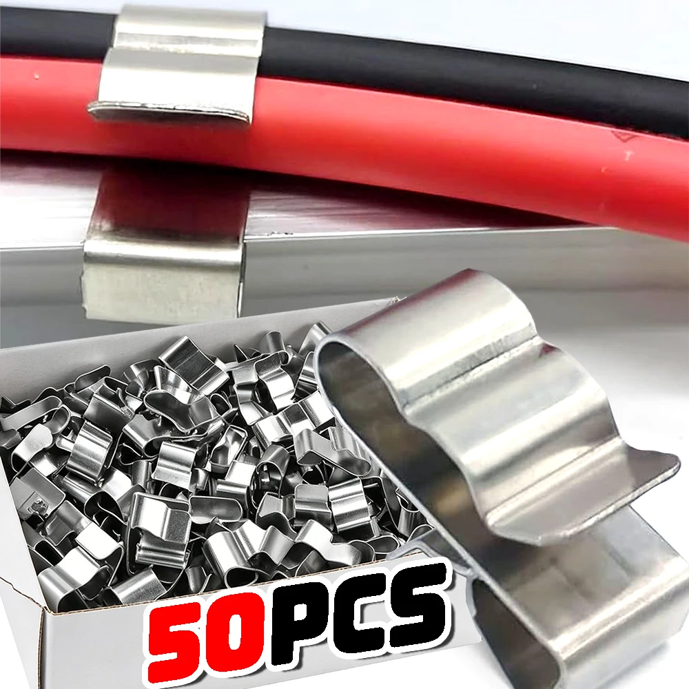 50PCS 태양광 패널 와이어 클립 PV 배선용 스테인레스 스틸 케이블 클램프..