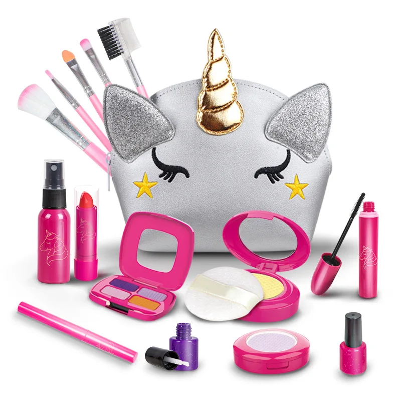 Pretend Makeup for Girls Kids Children, Safe& Non-Toxic Play Beauty Toy Set  Salon Toy Kit Jewellery Cosmetics Kits Set with Portable Case Girls Toys