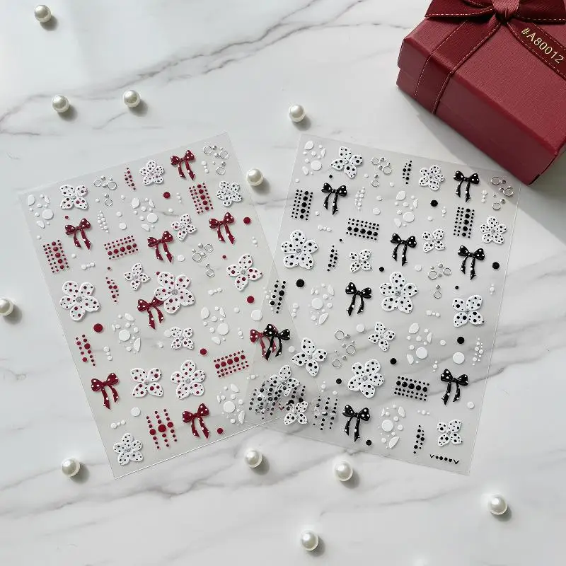 Floral Bowtie Polka Dot Nail Art Stickers - DIY Decals for Manicure, Scrapbooking & Arts and Crafts