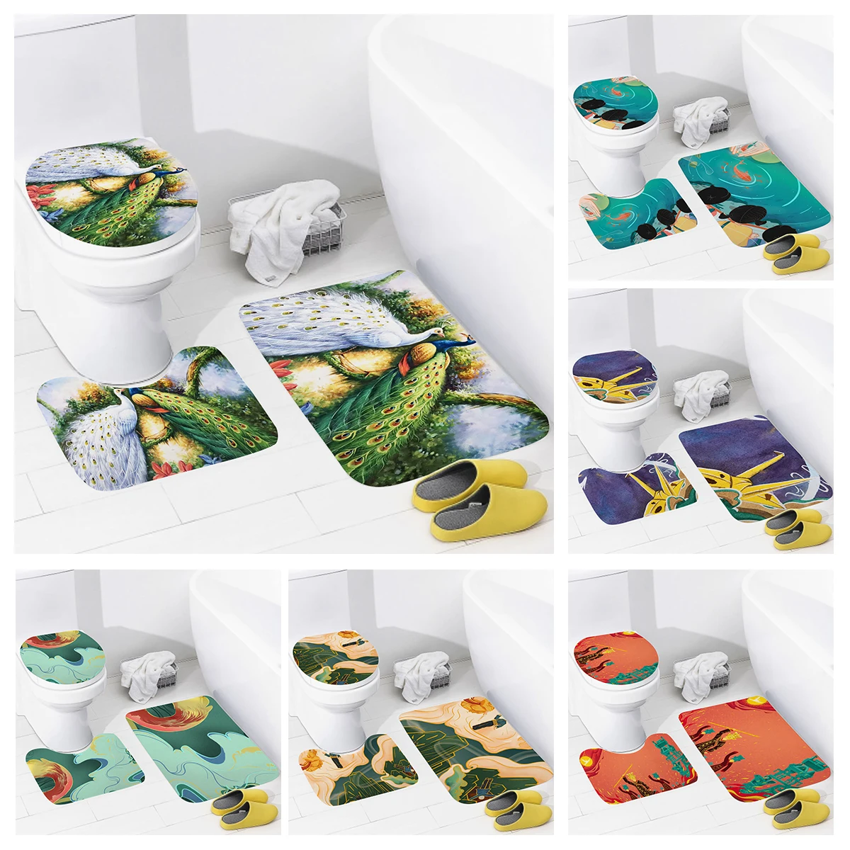 

home bathroom floor mats Colorful animals Bath Foot mat modern bathroom accessories rug Toilet mat Bathtub anti-slip carpet