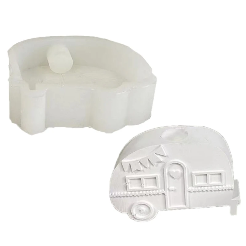

3D Candlestick Silicone Mold Bus Shaped Base Molds Plaster Cement Holder Mould Home Decorations Moulds Dropship