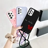 Case For Samsung galaxy A53 A52 A54 A34 A14 A33 A13 A23 A12 A52S A71 A51 A70 A50 Strap Cord Chain Necklace Butterfly Love Case 1