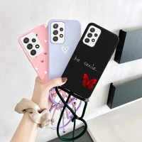 Case For Samsung galaxy A53 A52 A54 A34 A14 A33 A13 A23 A12 A52S A71 A51 A70 A50 Strap Cord Chain Necklace Butterfly Love Case 1
