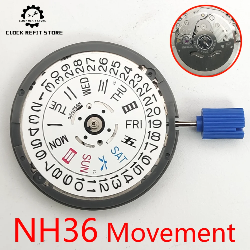 

Watch Accessories Japan Original Brand New NH36A Movement High Precision Mechanical Movement NH36 Movement White Calendar