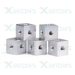 10 - Piece Anodized Aluminum Cube Connector Set - 6 - Way Square Spacer Brackets - M3 x 10 x 10 x 10mm (Aluminium Colour)