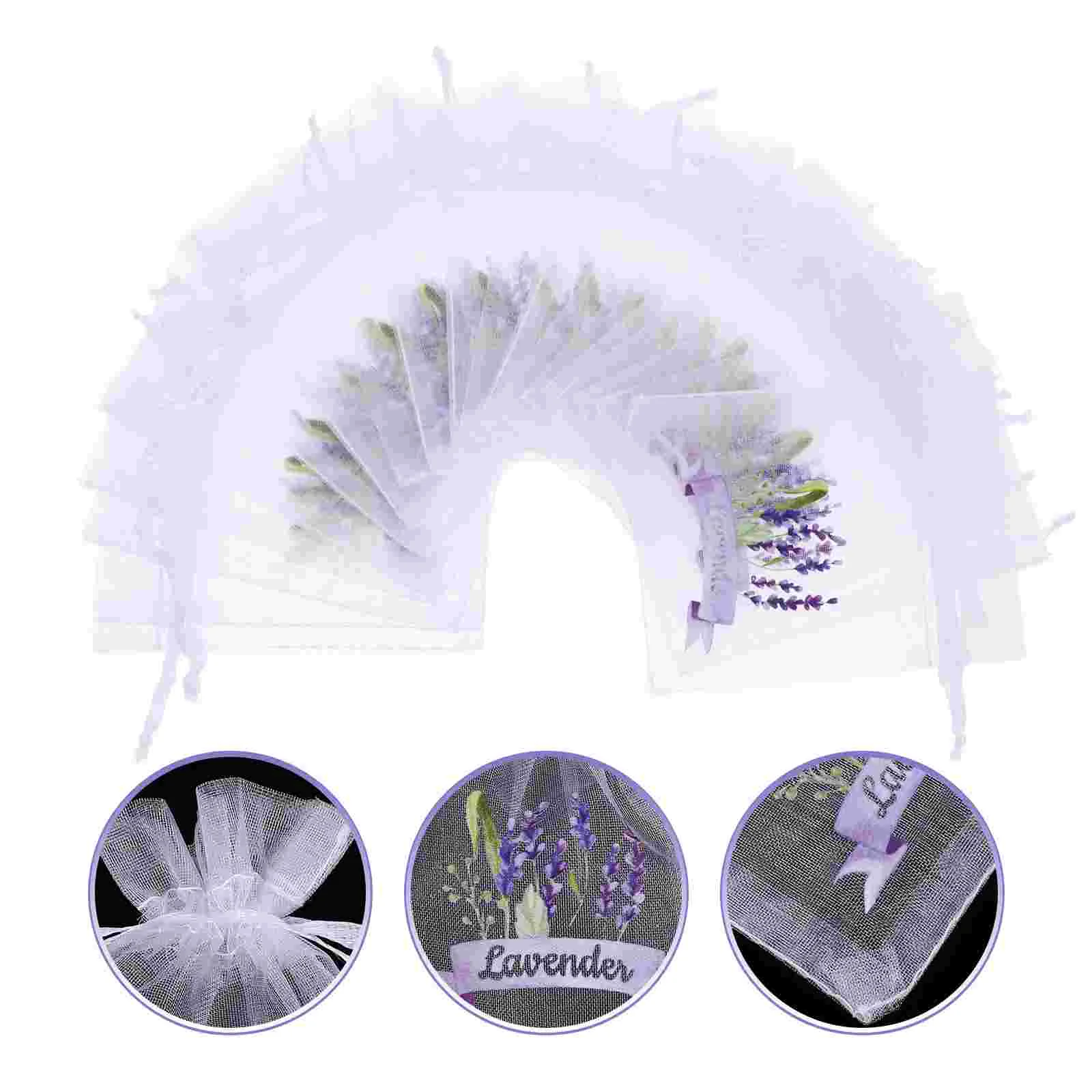 20 Pcs Empty Sachet Bag Lavender Bags for Drawstring Small Mesh Gauze Pouches Sachets