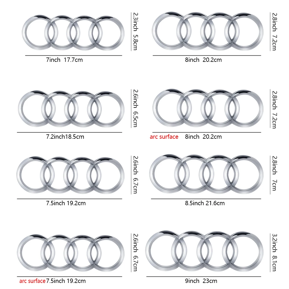Premium ABS Black Hood and Trunk Emblem with Four-Ring Logo Badge